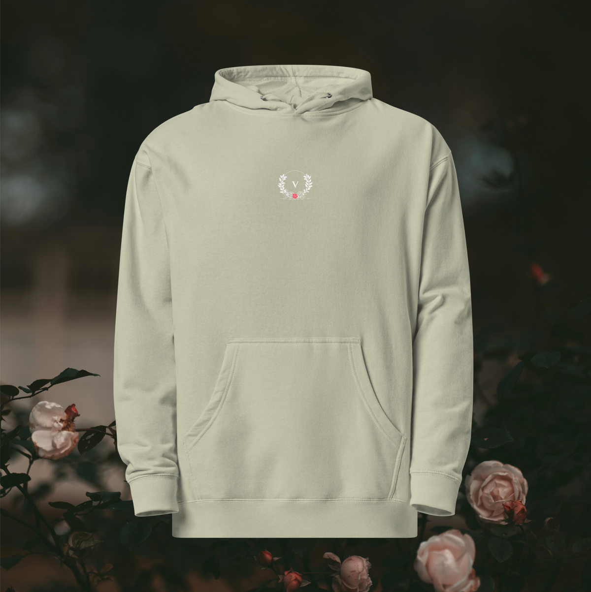 The Little Flower Hoodie (Dusty Sage) - front